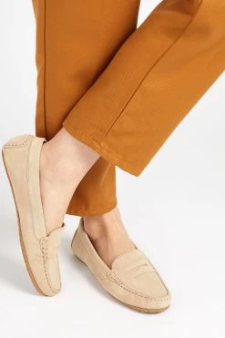 Jones Bootmaker Cream Leather Moccasins