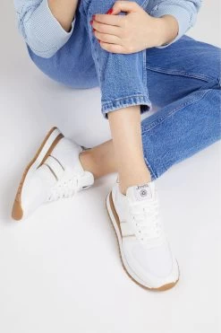 Jones Bootmaker Consciously Crafted Tristana Apple White Leather Trainers