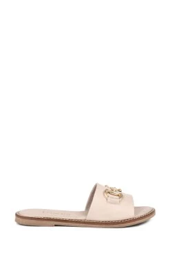 Jones Bootmaker Pink Emillina Leather Buckle Mule Sandals