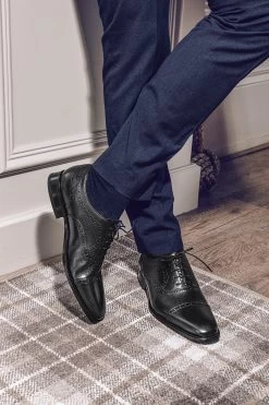 Jones Bootmaker Black Joseph Leather Oxford Men's Semi-Brogues -Boutique Fashion Shoe Store 498578s6