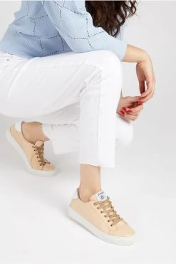 Jones Bootmaker Consciously Crafted Tillie Apple Nude Leather Trainers -Boutique Fashion Shoe Store 514219s6