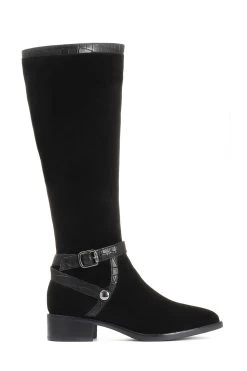 Jones Bootmaker Black Leather Flat Pointed Ladies Riding Boots