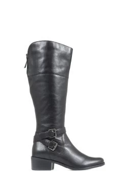 Jones Bootmaker Phoebe Black Wide Calf Leather Knee Boots -Boutique Fashion Shoe Store 6930R2s2