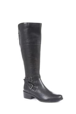 Jones Bootmaker Phoebe Black Wide Calf Leather Knee Boots -Boutique Fashion Shoe Store 6930R2s3