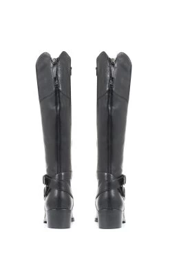 Jones Bootmaker Phoebe Black Wide Calf Leather Knee Boots -Boutique Fashion Shoe Store 6930R2s4