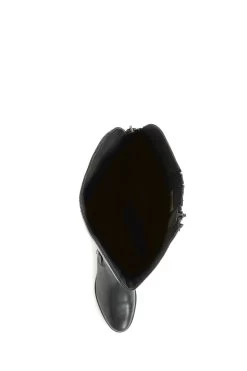 Jones Bootmaker Phoebe Black Wide Calf Leather Knee Boots -Boutique Fashion Shoe Store 6930R2s5