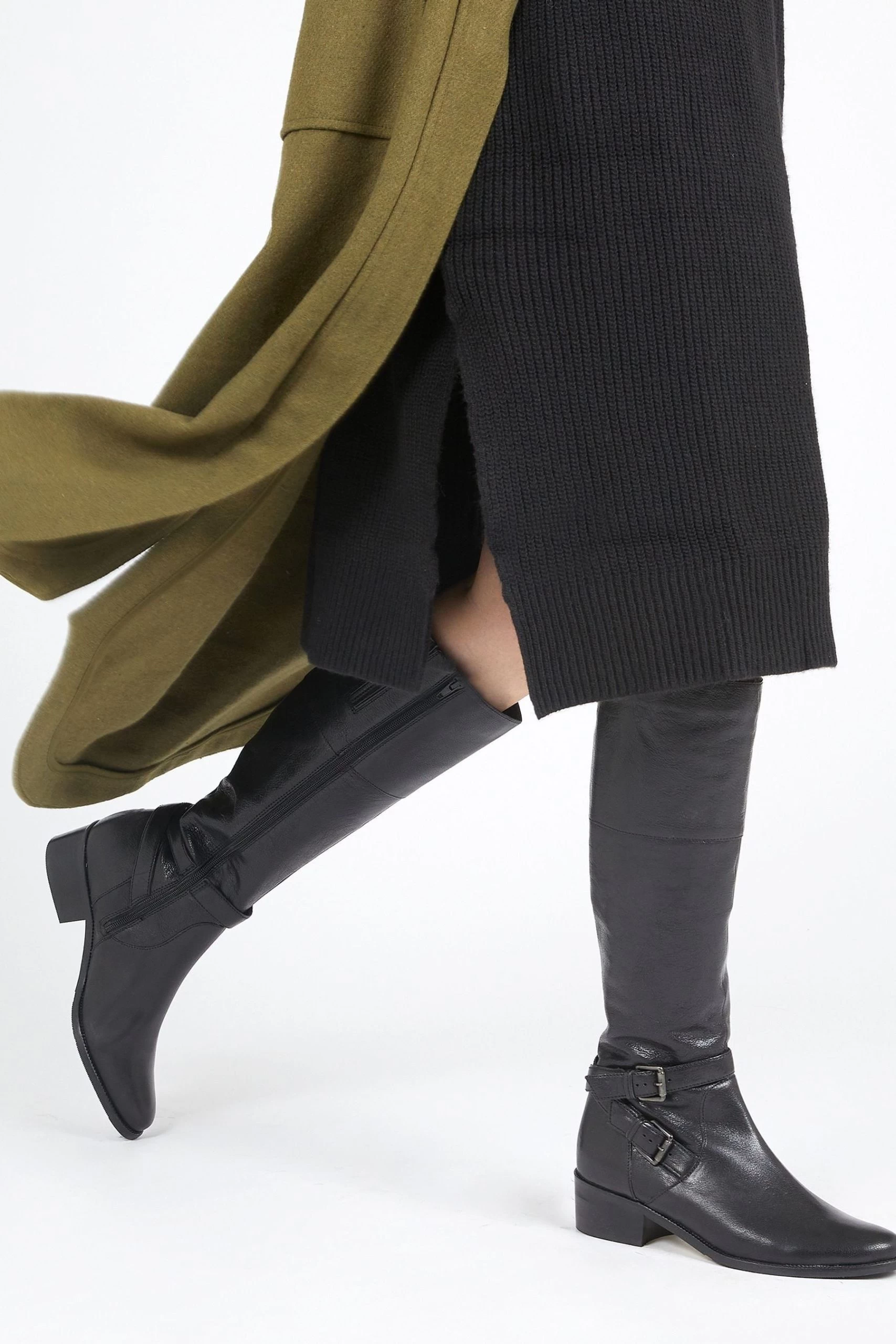 Jones Bootmaker Phoebe Leather Knee High Black Boots 3 Jones Bootmaker Phoebe Leather Knee High Black Boots