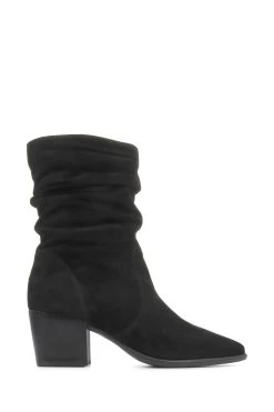 Jones Bootmaker Cloe Leather Suede Slouch Black Boots