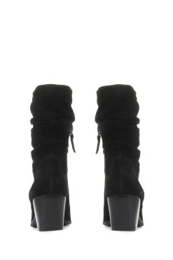 Jones Bootmaker Cloe Leather Suede Slouch Black Boots -Boutique Fashion Shoe Store 6941L6s3