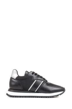 Jones Bootmaker Consciously Crafted Tristana Apple Black Leather Trainers