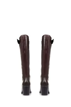 Jones Bootmaker Cesena Brown Wide Leather Knee Boots -Boutique Fashion Shoe Store 8TY676s3