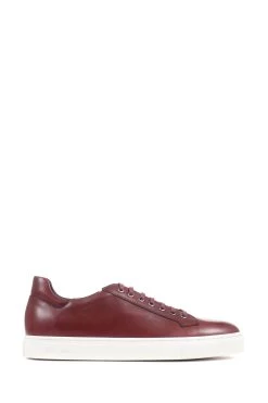 Jones Bootmaker Men's Red Simon Leather Trainers