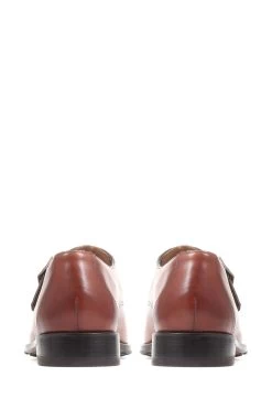 Jones Bootmaker Knoxx Leather Monk Brown Shoes -Boutique Fashion Shoe Store A26670s3