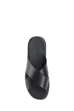 Jones Bootmaker Black Eli Men's Leather Slider Sandals -Boutique Fashion Shoe Store A27131s4