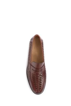 Jones Bootmaker Mens Brown Riverside Woven Leather Loafers -Boutique Fashion Shoe Store A27174s5