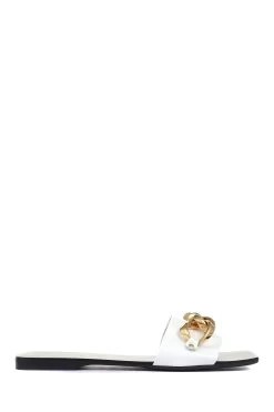 Jones Bootmaker White Cosma Leather Mule Slides