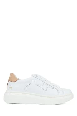 Jones Bootmaker Womens White Enrica Leather Platform Trainers