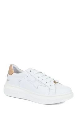 Jones Bootmaker Womens White Enrica Leather Platform Trainers -Boutique Fashion Shoe Store A78424s3