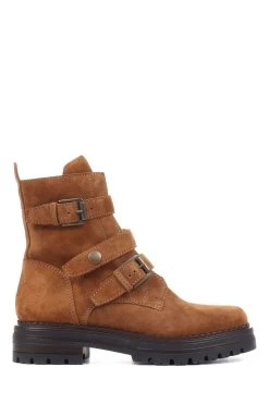 Jones Bootmaker Womens Casimira Buckle Biker Boots