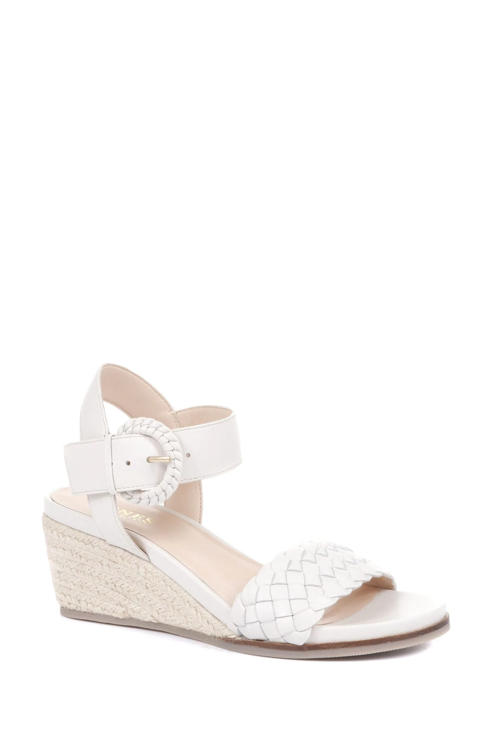 Jones Bootmaker Ladies White Luana Leather Wedge Sandals 5 Jones Bootmaker Ladies White Luana Leather Wedge Sandals - Image 3