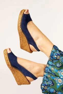 Jones Bootmaker Blue Rosanna Slingback Wedges -Boutique Fashion Shoe Store C01474s6