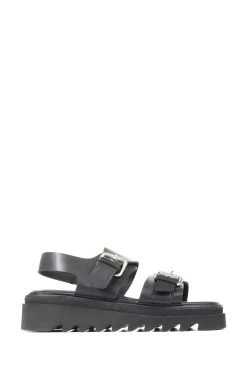 Jones Bootmaker Black Madalynn Dual Strap Chunky Sandals