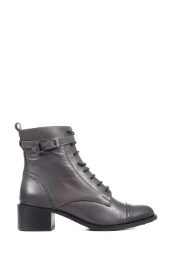 Jones Bootmaker Grey Madie Heeled Leather Ankle Boots