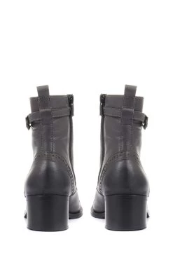 Jones Bootmaker Grey Madie Heeled Leather Ankle Boots -Boutique Fashion Shoe Store C03066s3