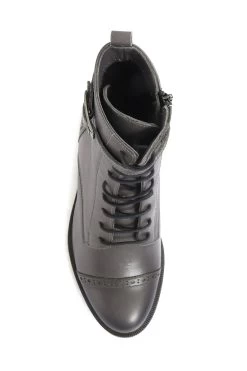 Jones Bootmaker Grey Madie Heeled Leather Ankle Boots -Boutique Fashion Shoe Store C03066s4