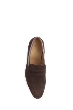 Jones Bootmaker Roscoe Brown Suede Penny Loafers -Boutique Fashion Shoe Store C04214s5