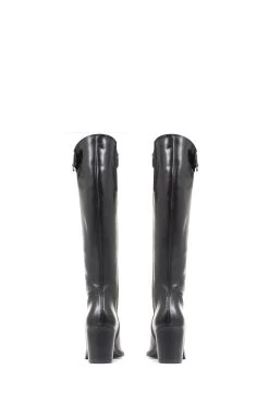 Jones Bootmaker Cesena Black Wide Leather Knee Boots -Boutique Fashion Shoe Store C09823s3