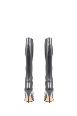 Jones Bootmaker Leilani Black Knee High Stiletto Boots -Boutique Fashion Shoe Store C11587s3