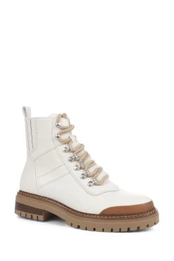 Jones Bootmaker Susanna Leather White Hiker Boots -Boutique Fashion Shoe Store C14083s3
