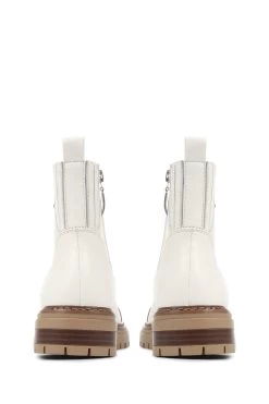 Jones Bootmaker Susanna Leather White Hiker Boots -Boutique Fashion Shoe Store C14083s4