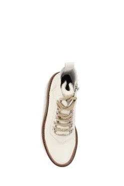 Jones Bootmaker Susanna Leather White Hiker Boots -Boutique Fashion Shoe Store C14083s5