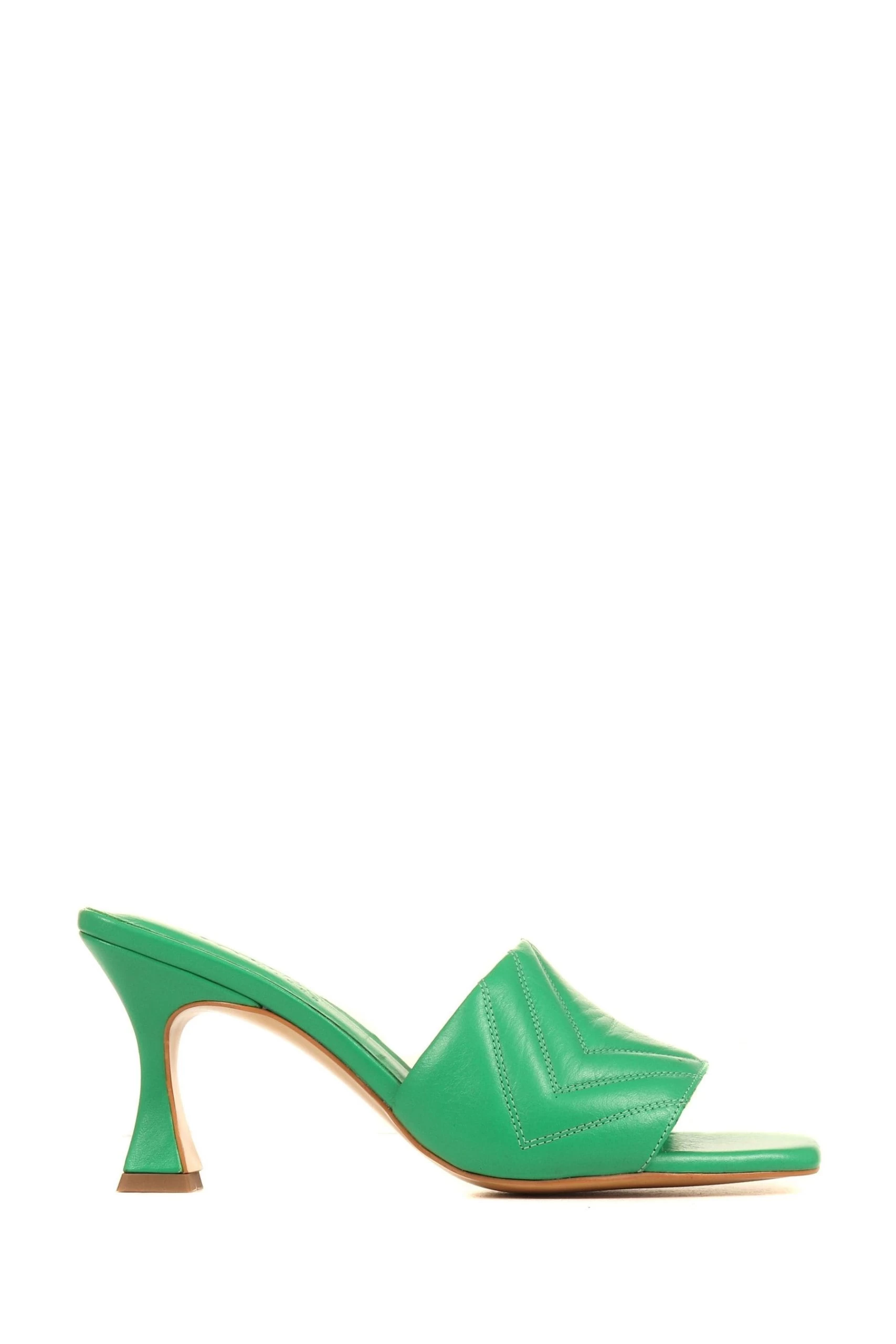 Jones Bootmaker Green Bianka Quilted Leather Heeled Mules 4 Jones Bootmaker Green Bianka Quilted Leather Heeled Mules - Image 2
