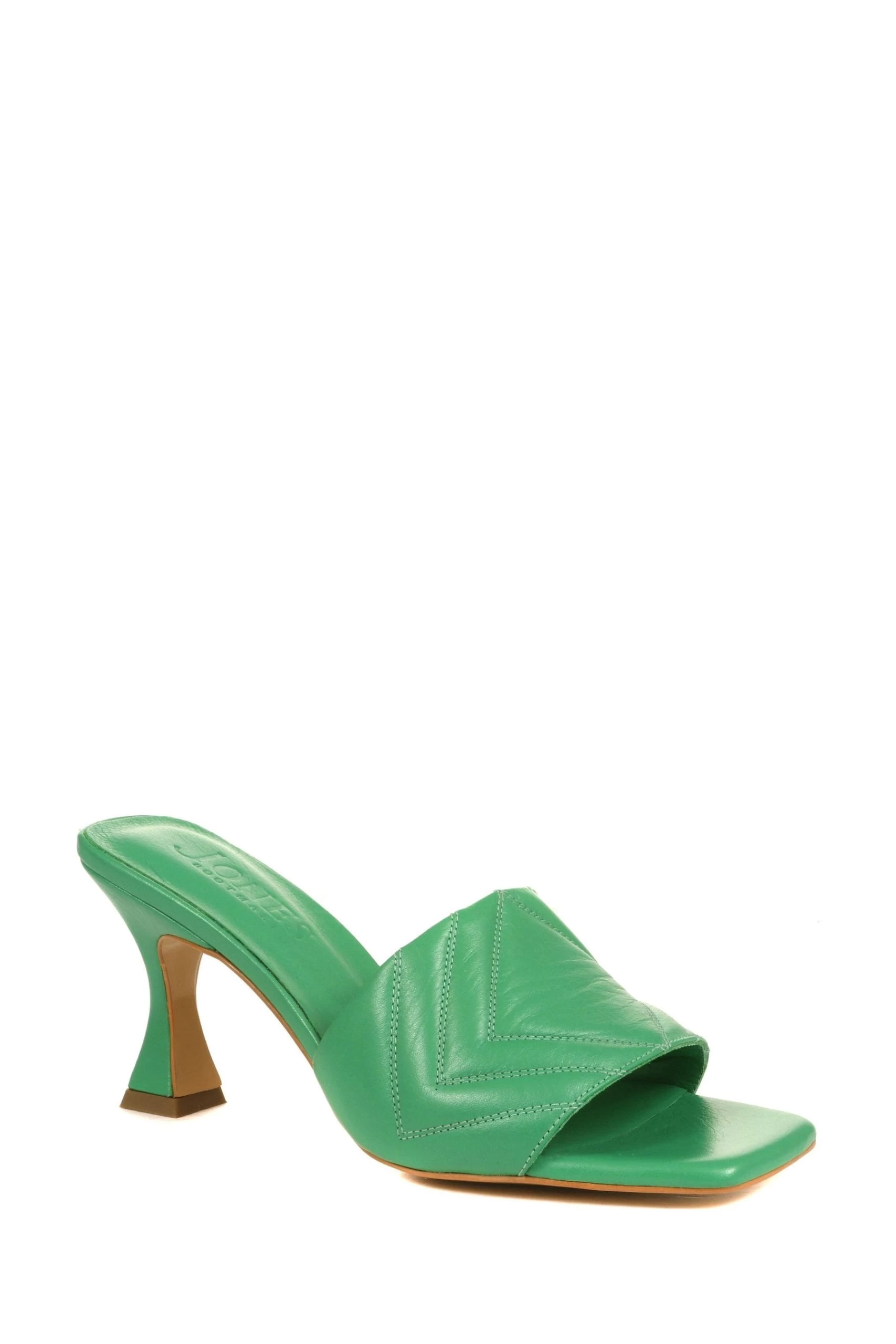 Jones Bootmaker Green Bianka Quilted Leather Heeled Mules 5 Jones Bootmaker Green Bianka Quilted Leather Heeled Mules - Image 3