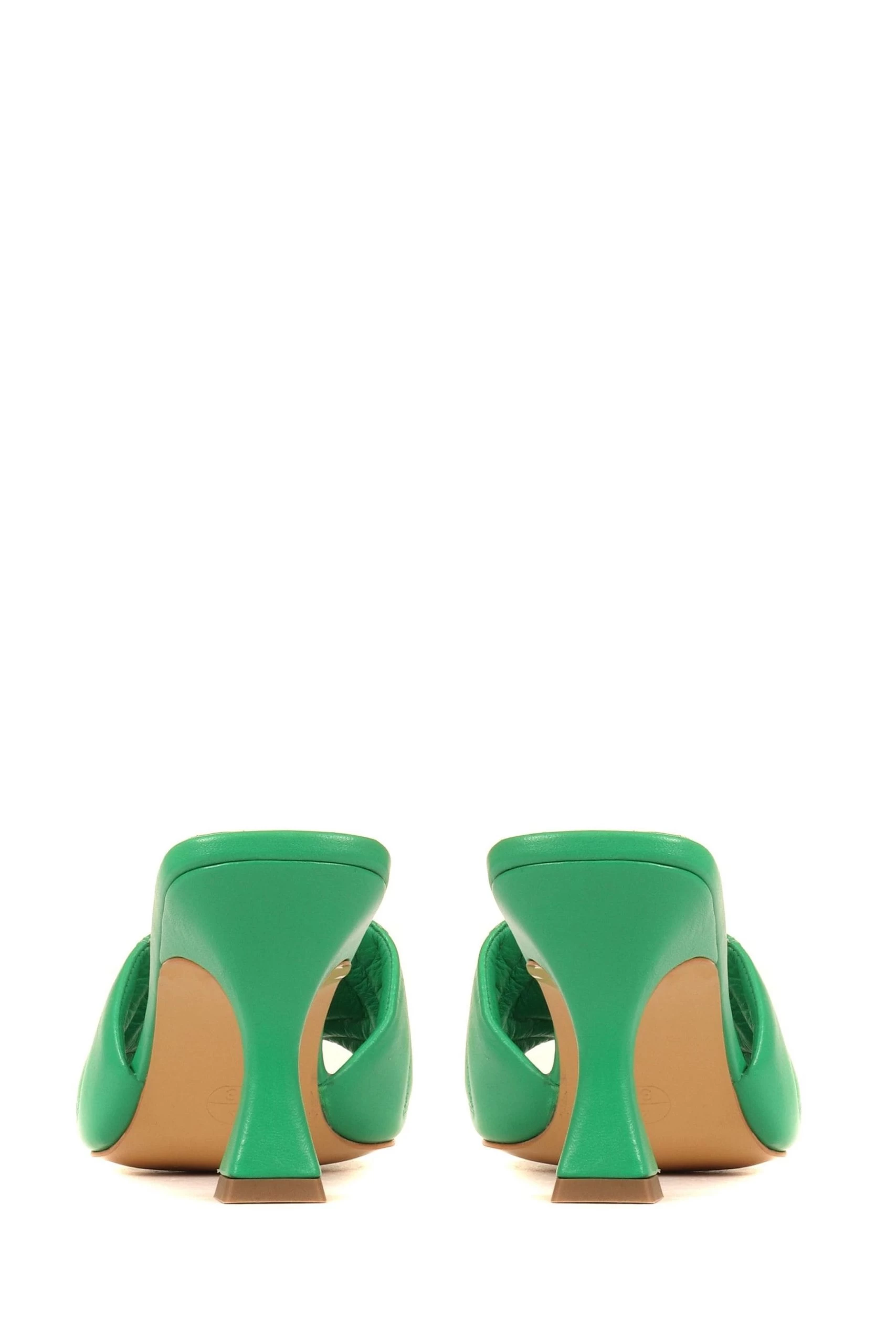 Jones Bootmaker Green Bianka Quilted Leather Heeled Mules 6 Jones Bootmaker Green Bianka Quilted Leather Heeled Mules - Image 4