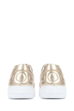 Jones Bootmaker Gold Alani Leather Platform Trainers -Boutique Fashion Shoe Store C24570s3