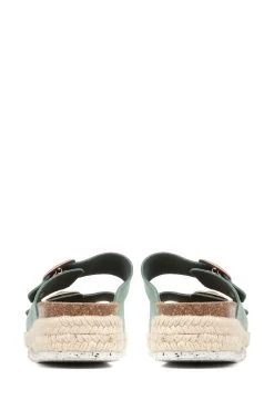 Jones Bootmaker Teal Blue Platform Double Buckle Mules -Boutique Fashion Shoe Store C25444s5