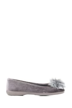 Jones Bootmaker Grey Erika Pom Pom Slippers