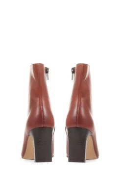 Jones Bootmaker Letty Brown Heeled Leather Ankle Boots -Boutique Fashion Shoe Store C55484s3