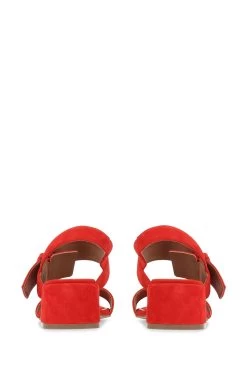 Jones Bootmaker Red Charlee Leather Block Heel Sandals -Boutique Fashion Shoe Store C61096s3