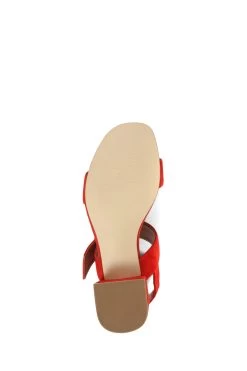 Jones Bootmaker Red Charlee Leather Block Heel Sandals -Boutique Fashion Shoe Store C61096s5
