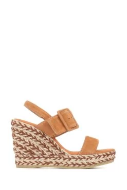 Jones Bootmaker Amerie Tan Brown Wedge Sandals