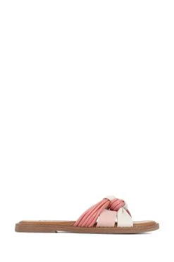 Jones Bootmaker Pink Ginia Leather Slider Sandals