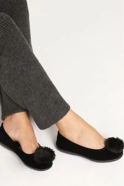 Jones Bootmaker Erika Black Pom Pom Slippers