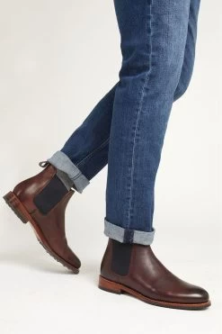 Jones Bootmaker Red Bayridge Leather Goodyear Welt Chelsea Boots