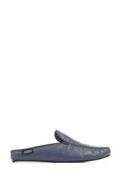Jones Bootmaker Blue Yarmouth Leather Moccasin Slippers