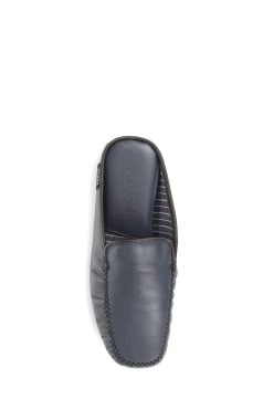 Jones Bootmaker Blue Yarmouth Leather Moccasin Slippers 10 Jones Bootmaker Blue Yarmouth Leather Moccasin Slippers -Boutique Fashion Shoe Store C77613s4